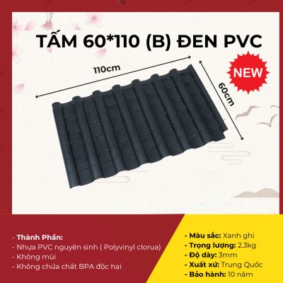 Tấm Ngói Nhật Khổ 60x110cm Tấm Nối (B) Màu Đen