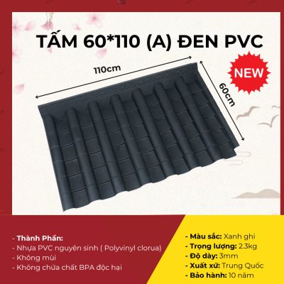 Tấm Ngói Nhật Khổ 60x110cm Tấm Nối (A) Màu Đen