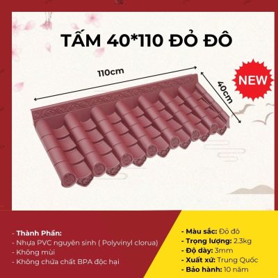 Ngói Nhựa Âm Dương Khổ 40x110cm Màu Đỏ